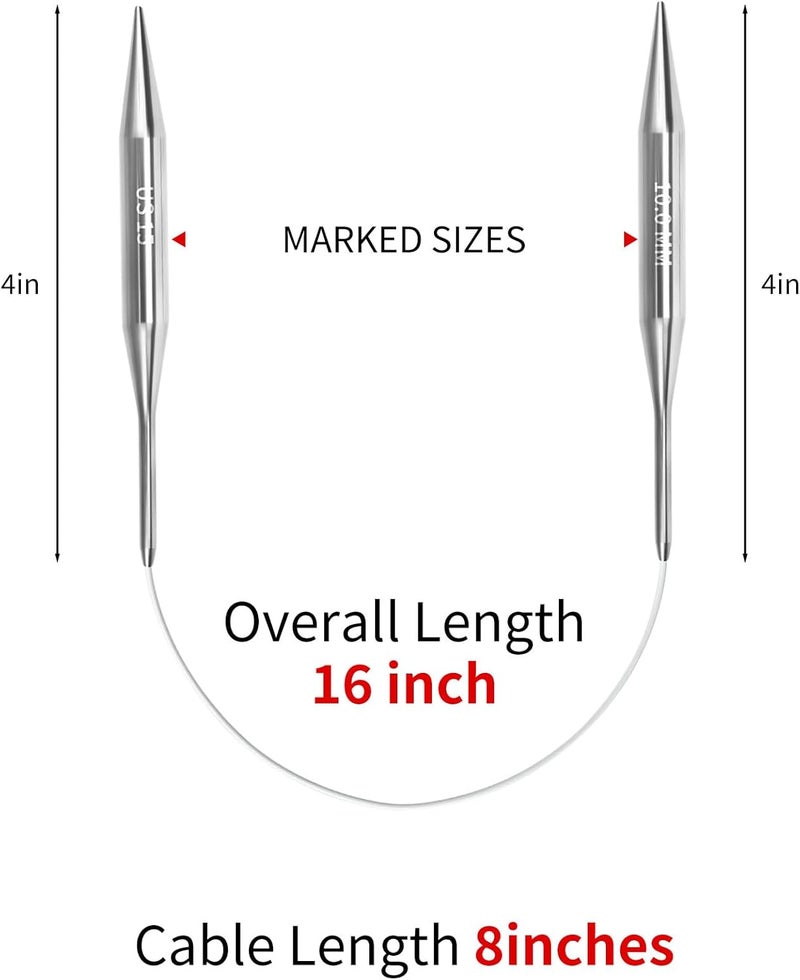Soosui 10.0mm Circular Knitting Needles - 16-inch/40cm US15 Ergonomic Stainless Steel Set with Tangle-Free Cable and Smooth Joints, Ideal for Hats, Socks, and Sleeves - Image 2